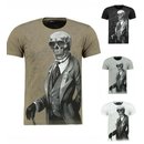  Herren Vintage T-Shirt Basic Shirt  Kurzarm  Totenkopf...