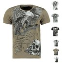 Herren Vintage T-Shirt Basic Shirt  Kurzarm  Totenkopf...