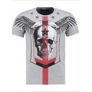 Herren Vintage T-Shirt Basic Shirt  Kurzarm  Totenkopf  Skull  Rocker Sch&auml;del 0