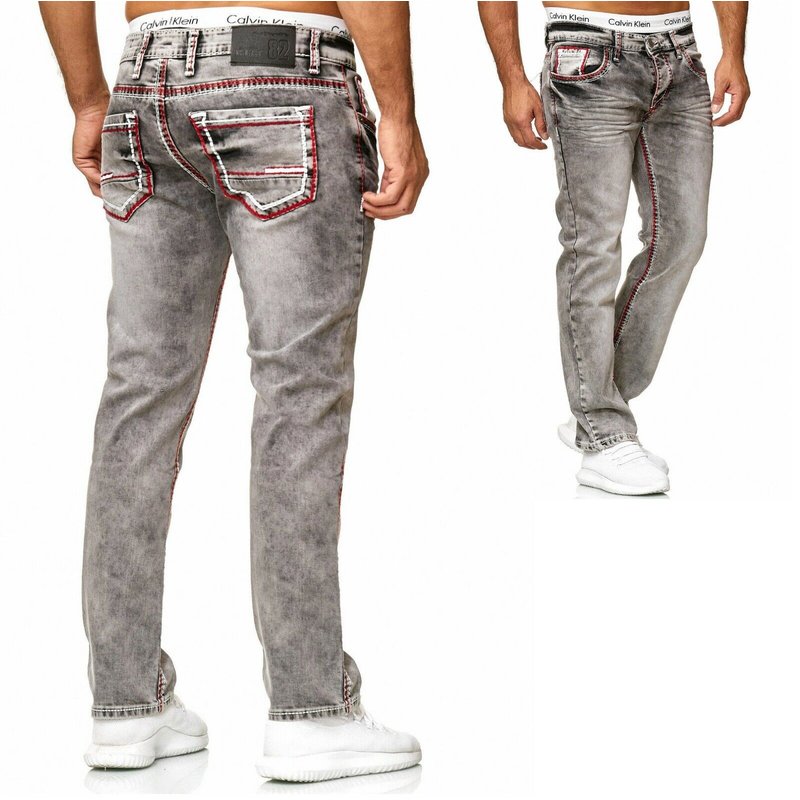 STRAIGHT Herren Jeans Slim Fit Basic Jeans Stretch Hose DICKE NAHT NE,  17,99 €