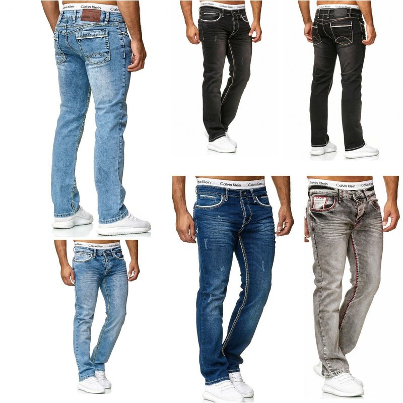 STRAIGHT Herren Jeans Basic Jeans Stretch Hose  DICKE NAHT  NEU 2136 