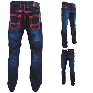 herren designer denim jeans hose dicke zier n&auml;hte W29-W40 NEU