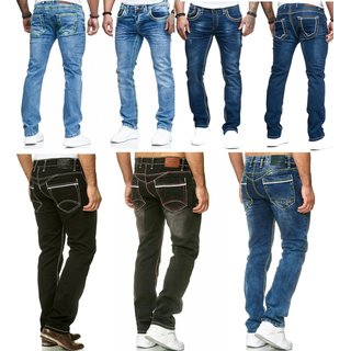 Herren Jeans Hose Washed Straight Cut Regular Stretch N&Auml;HTE JEANS HOSE