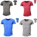 Herren Slim-Fit Long-Tee V-Neck Basic T-Shirt V-Ausschnitt 1-770 Hemd Poloshirt