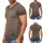 WOW. ! Oversize Herren Slim-Fit Long-Tee V-Neck Basic T-Shirt V-Ausschnitt 1-770 Anthrazit S