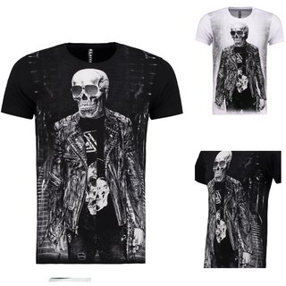 Herren Vintage T-Shirt Basic Shirt Kurzarm Totenkopf Skull Rocker Sch&auml;del 22