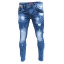 Designer Herren Jeans Hose Slim Skinny Fit Stretch R&ouml;hrenjeans Blau Grau Schwarz