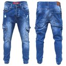 Herren Cargo Jeans Regular Slim Denim Hose Destroyed