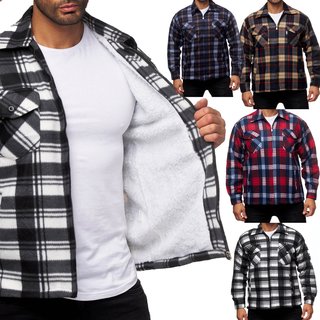 Herren Winter aus Fleece Kariert Warm Hemd mit Kapuze Lumberjack Jacke Größe 