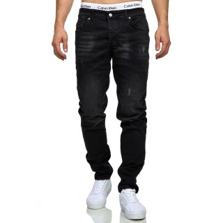 Franchi  Herren Jeans Hose Basic Stretch Jeanshose Regular Slim  9614 schwarz